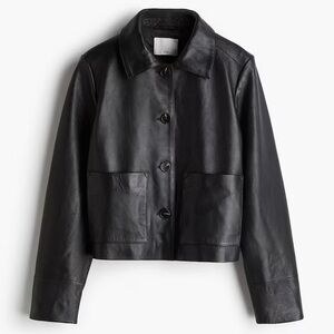 H&M Black Leather Button-Front Jacket